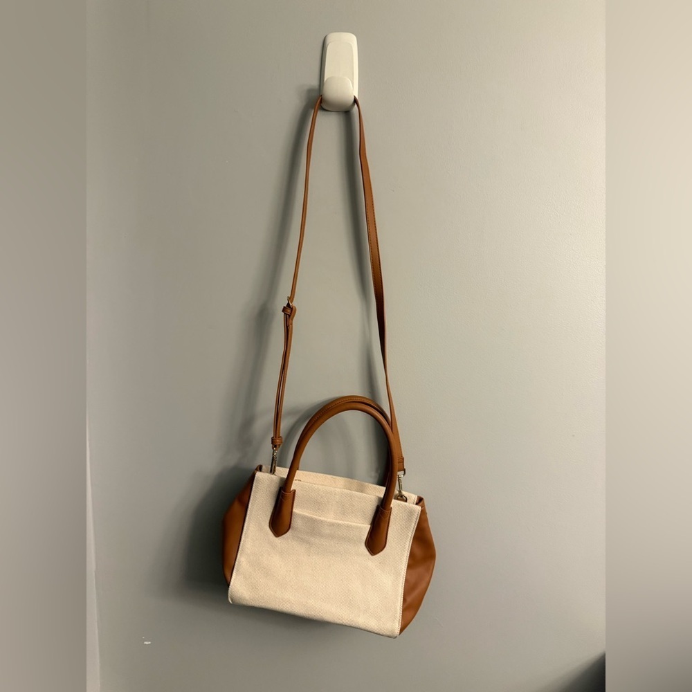 A New Day Canvas Satchel Crossbody – Natural/Tan